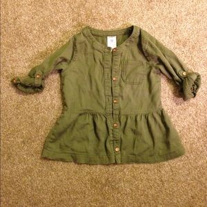 18M 3/4 Sleeve Olive Button Up Tunic